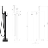  Samostojeća slavina za kadu od nehrđajućeg čelika crna 90 cm | shoptok.hr