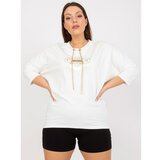 Fashion Hunters Ecru plus size blouse with application and print Cene