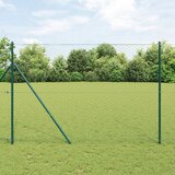 vidaXL Šesterokotna ograja zelena 1.6x50 m jeklo, Ograjne stebre 13 kosov zelena Ø32 mm 210 cm galvanizirano jeklo | Shoptok.si