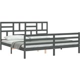  Za krevet s uzglavljem sivi 200 x 200 cm od masivnog drva | shoptok.hr