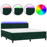  box spring s madracem LED tamnozeleni 160x200 cm baršun | shoptok.hr