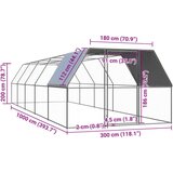 vidaXL Vanjski kavez za kokoši 3 x 10 x 2 m od pocinčanog čelika | shoptok.hr