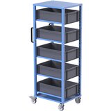 eurokraft pro transportni voziček za evro zaboje customline, za zaboje dxš 600 x 400 mm, modre barve, 5 zabojev, višina 175 mm | Shoptok.si