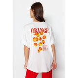Trendyol T-Shirt - White - Oversize Cene