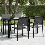  Vrtni blagovaonski stol crni 160x80x74 cm od čelika i stakla | Eponuda.com
