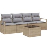  Set sofe 5 pcs Bež i siva poliratan | shoptok.hr