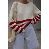 Madmext Mad Girls Ecru Striped Oversize Sweater | Shoptok.si