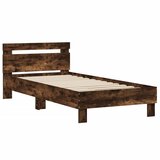  The Living Store Posteljni okvir z vzglavjem dimljen hrast 90x200 cm inž. les - Posteljni Okvir, (21523957) | Shoptok.si