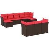 vidaXL 10-delni vrtni komplet sedežnih garnitur z blazinami rjav poli ratan, (5000294300) | Shoptok.si