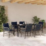  Vrtni set za objed s jastukom 7 pcs Siva i crna Ratan | shoptok.hr