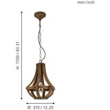 Eglo Kinross viseća lampa E27, Ø31 cm, smeđe drvo, 49724 | shoptok.hr