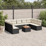 vidaXL 10-dijelni set vrtnih sofa s jastucima crni od poliratana | shoptok.hr