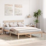 vidaXL Posteljni okvir z naslonom 150x200 cm Trden borov les | Shoptok.si