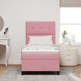 Box Spring postelja z vzmetnico roza 100x200 cm iz žameta, (22051180) | Shoptok.si