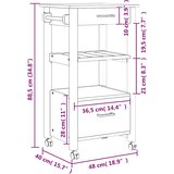  Kuhinjska kolica MONZA 48x40x88,5 cm od masivne borovine | shoptok.hr