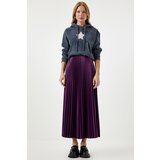 Happiness İstanbul Women's Purple Shiny Finish Pleated Knitted Skirt cene