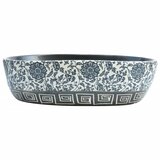 Nadgradni umivaonik crno-plavi ovalni 47 x 33 x 13 cm keramički | shoptok.hr