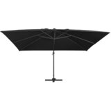  Konzolni suncobran LED s aluminijskim stupom 400 x 300 cm crni | shoptok.hr