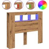 vidaXL LED posteljno vzglavje artisan hrast 120x18,5x103,5 cm inž. les | Shoptok.si