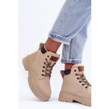 Boto Women's Quilted Lined Lace-Up Boots Beige Corbin | ePonuda.com