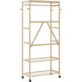  Stalak za odjeću s policama i kotačima 90x40x179,5 cm bambus | shoptok.hr