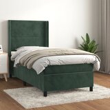 Maison Chic Box spring postelja - Vzmetna postelja z vzmetnico temno zelena 90x200 cm žamet SL14125, (21905909) | Shoptok.si