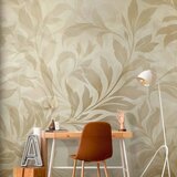  Foto tapeta - Botanical Motif with Leaves and Vines in Sand Colors 490x350 Samoljepljiva | shoptok.hr