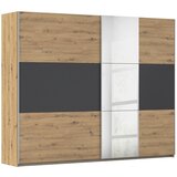 XXXL Omara Z Drsnimi Vrati Foster, Hrast, Siva, Ogledalo, 261 Cm | Shoptok.si