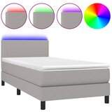 Maison Chic Box spring postelja - Vzmetna postelja z vzmetnico LED svetlo siva 90x200 cm blago SL15120, (21901268) Cene