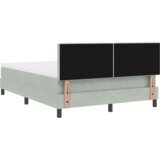 vidaXL Box Spring Krevet s Madracem & LED Svjetlom Svjetlosiva 140x200 cm Baršun | shoptok.hr