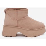 Boto Women's Low Slip-On Snow Boots Lined With Fur Khaki Mavelle | Shoptok.si