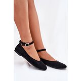 Boto Eco Suede Ballet Flats With Strap And Buckle Black Deomira | Shoptok.si