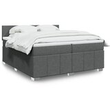 vidaXL Box spring postelja z vzmetnico temno siva 200x200 cm blago | Shoptok.si