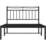 Metalni Kovinski posteljni okvir z vzglavjem črn 107x203 cm | Shoptok.si
