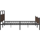 Metalni Kovinski posteljni okvir brez vzmetnice rjavi hrast 193x203 cm, (21611809) | Shoptok.si