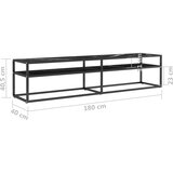 TV ormarić boja crnog mramora 180x40x40,5 cm od kaljenog stakla | shoptok.hr