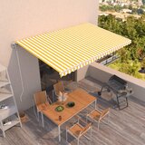 vidaXL Avtomatsko zložljiva tenda 500x350 cm rumena in bela Cene
