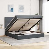 vidaXL Otomanski posteljni okvir z vzmetnicami siv 160x200 cm žamet, (22054095) | Shoptok.si