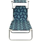 Maison Chic Zložljiv Ležalnik - Sončna ležalnik s streho potisk listja aluminij, (22043199) | Shoptok.si