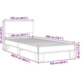  Okvir za krevet boja hrasta 100x200cm konstruirano drvo i metal | shoptok.hr
