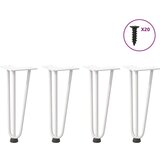 vidaXL Noge za mizo za lase 4 kosi bela 30 cm trdno jeklo | Shoptok.si