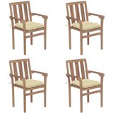 The Living Store Vrtni stoli z blazinami 4 kosi trdna tikovina - Stol, (21481255) | Shoptok.si