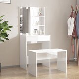 The Living Store Komplet toaletnih mizic z LED lučkami bel visok sijaj - Komplet LED Toaletnih Mizic, (21663165) Cene
