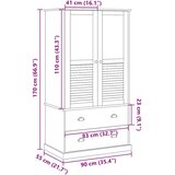  Ormar VIGO bijeli 90 x 55 x 170 cm od masivne borovine | shoptok.hr