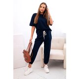 Kesi Włoski Women's viscose set with short sleeves and trousers navy blue | Shoptok.si