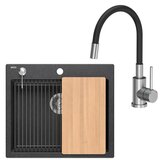 Quadron SET Pomivalno korito KURT 111 z dodatki in MAGGIE - black (Black tube) | Shoptok.si