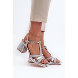 EVENTO Women's Silver Faux Leather Heeled Sandals Lyana | Shoptok.si