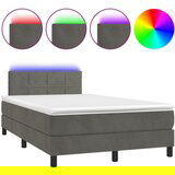Maison Chic Box spring postelja - Vzmetna postelja z vzmetnico LED temno siva 120x200 cm žamet SL3511, (21906276) | Shoptok.si