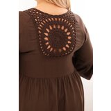 Kesi Włoski Women's Plus Size viscose dress with openwork decoration brown | shoptok.hr
