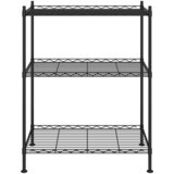  Stalak za pohranu s 3 razine 60 x 35 x 76 cm crni 150 kg | shoptok.hr